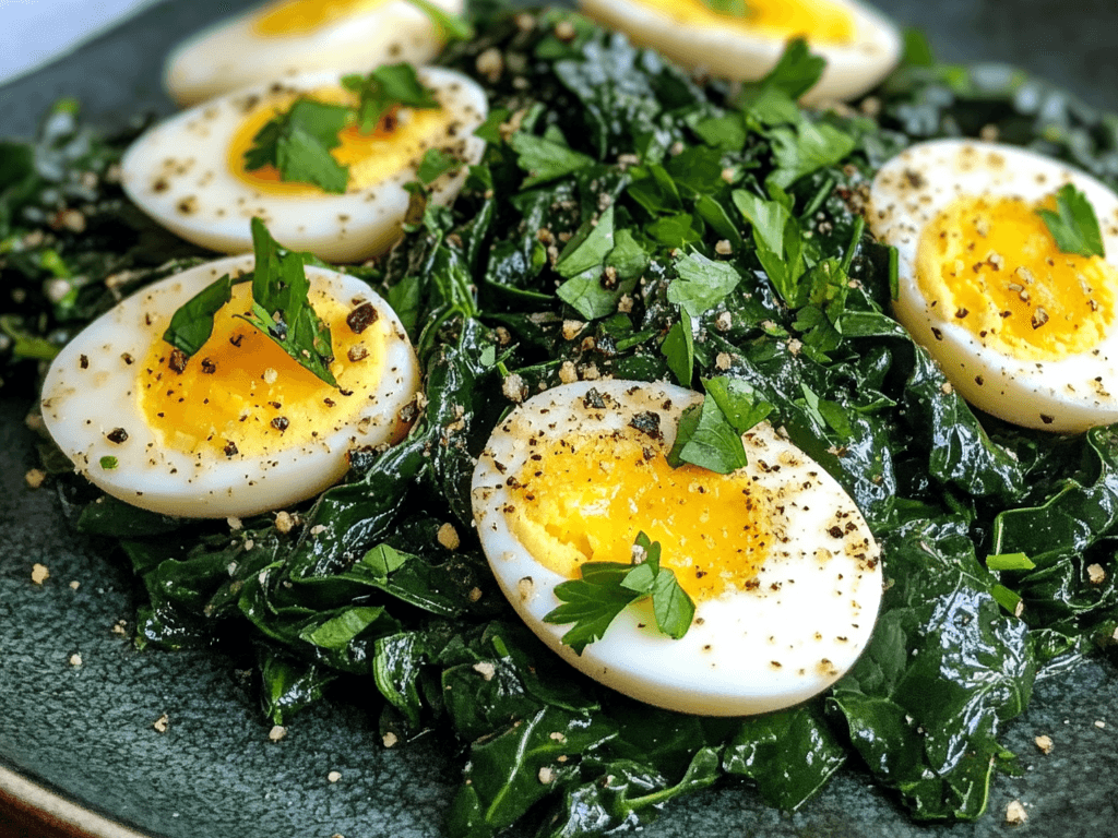 spinach with boiled eggs recipe