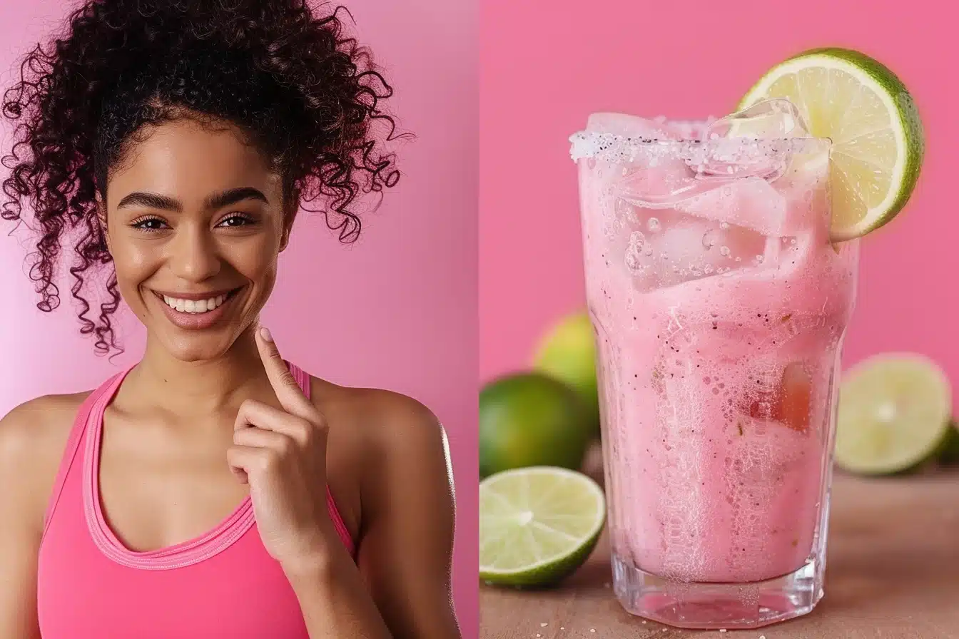 Pink Salt Trick: The Natural Morning Ritual That Helps Burn Fat Fast 1 A vibrant pink salt drink placed on a bathroom scale, styled with lime and a frosted rim, illustrating the Pink Salt Trick for weight loss. Pink background enhances the Pink Salt Trick theme, making the drink visually irresistible. Perfect representation of the Pink Salt Trick as a refreshing morning ritual.